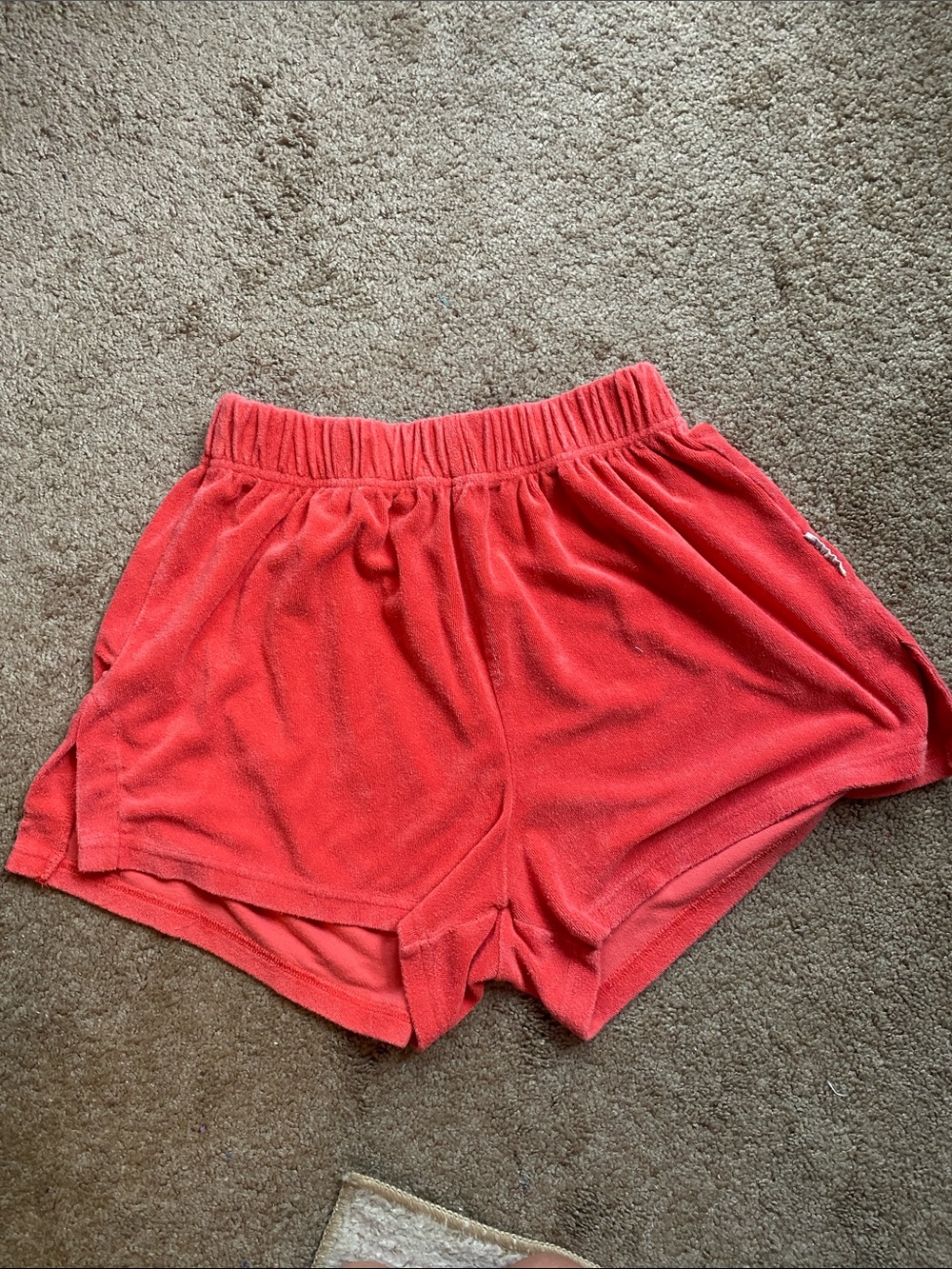 Kendall & Kylie Coral Terry Cloth Elastic Waist Shorts
